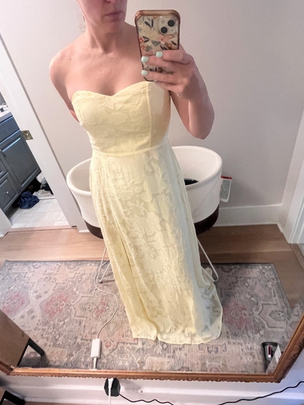 Lulus yellow lace bridesmaid wedding guest dress